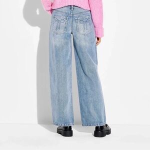 Women's Low-Rise Baggy Jeans - Wild Fable Light Wash 8 Bow Detail